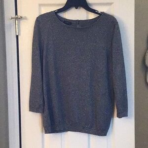 Talbots Shimmer Silver 3/4 sleeve sweater size L